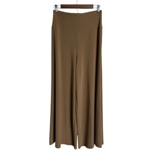 Sympli wide leg pants women's brown palazzo jersey liquid knit slinky lagenlook